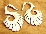 A Pair of Tribal Organic Fake Gauges Tattoo Brown Wooden Earrings Sew_2