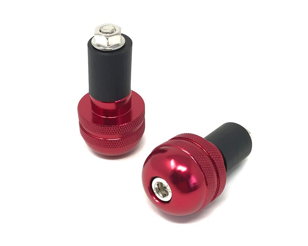 Motorcycle Handlebar Knurled Bar End Weights Plugs Caps Anti Vibration for 22mm 7/8 Inch Hollow Handlebars (Red) x2