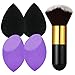 4+1 Pcs Makeup Sponges Set Blender Beauty Cosmetics Tool with Foundation Brush Professional Beauty Sponge Blenders Perfect for Liquid Foundation, Cream and Powder (4 Sponges+ 1 Foundation Brush)