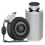 VIVOSUN 4 Inch 203 CFM Inline Duct Fan with 4"x 14" Carbon Filter Odor Control with Australia Virgin Charcoal