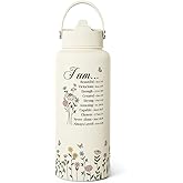 Christian Inspiration Water Bottle 32oz Stainless Steel with Lid & Straw, Inspirarional Insulated Bottles for Women Girls, Religious Inspirational Gift Idea for Birthday Christmas