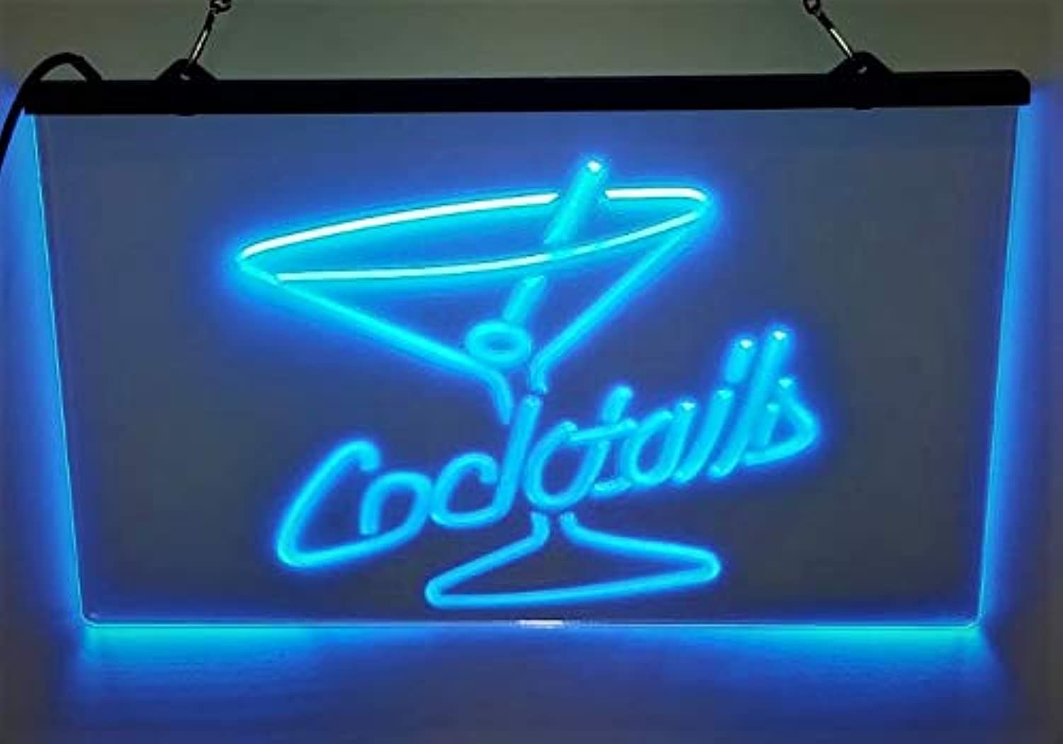 Barbarian Neon LED 'Cocktails' Sign for Home Cocktail Bar Man Cave Wall Hanging Blue Light Word Decor
