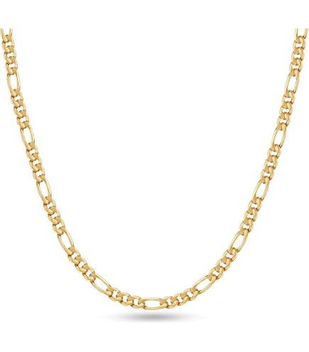 Amazon.com: Kooljewelry 10k Yellow Gold 3.5 mm Figaro Link Chain