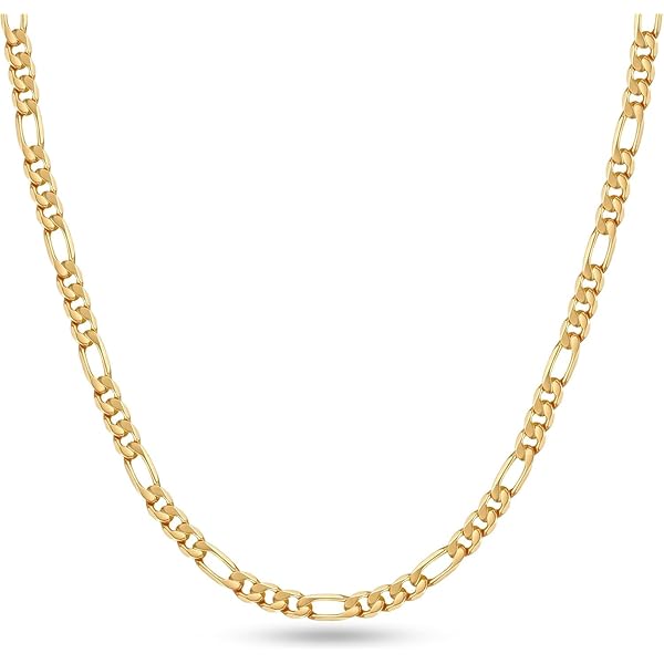 Real Genuine 1/20 14K Yellow Gold GF Figaro Link Chain Necklace 3