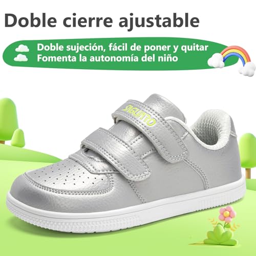 SAGUARO Zapatillas Barefoot Niños Niñas Zapatos Minimalistas Casual con Puntera Ancha Zero-Drop Cierre Autoadherente, Tallas EU 25-35