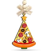 KILYHOME Pizza Christmas Ornament - 2 Layer Wooden Pizza Slice Ornaments, Funny Food Hanging Decor Xmas Tree, Holiday Pizzeria, Party Ceiling - Pizza Gifts for Food Lovers, Kids. Family & Friends