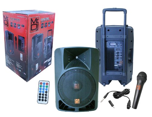 Mr. Dj PLED-4000 2-Way 15-Inch Portable Active Speaker with MP3/FM Radio/Bluetooth/Microphone