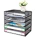 Samstar Desk Organizer, Mesh File Paper Letter Tray with 5 Stackable Trays and Sorter, Black