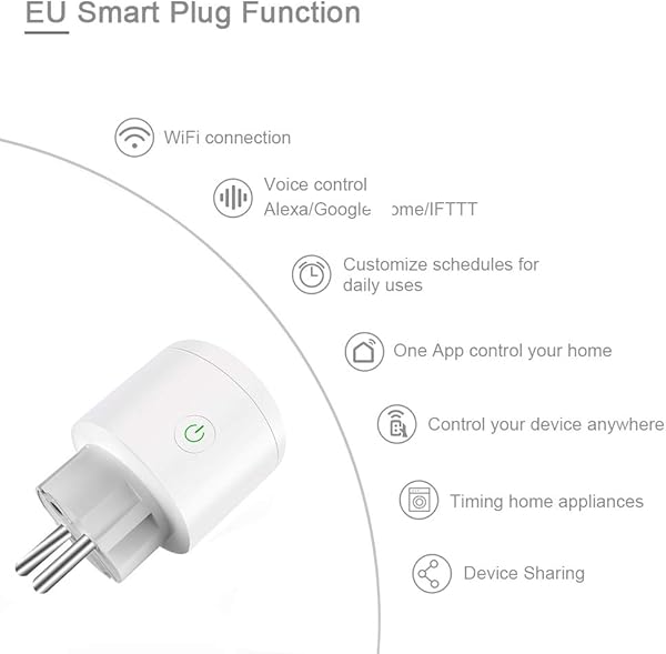 LEDLUX Smart WiFi Socket Compatible con Alexa y Google Home Smart Plug Smart Socket EU Plug 220V 16A Temporizador de monitoreo de consumo APLICACIN TUYA 4PCS