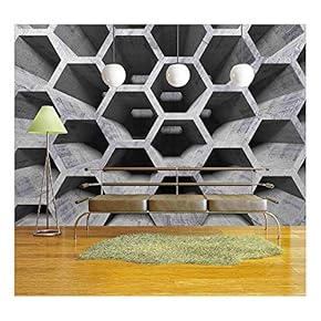 Abstract Gray Concrete Interior with Honeycomb Structure
