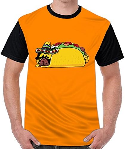 Lovelywardrobe Pug Taco Mens Sports Football T Shirts Orange
