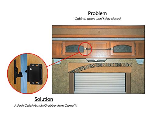 Camp'N -10 Pair- Push Catch - Latch - Grabber - Holder for RV Cabinet Doors with Mounting Hardware - 5 lbs Pull Force - Perfect for RV, Trailer, Camper, Motor Home, Cargo Trailer - OEM Replacement