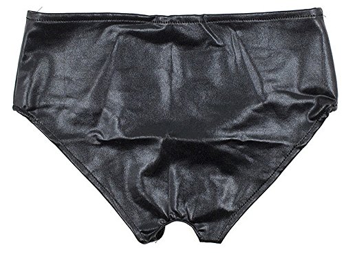 Faux Leather Open Crotch Panties Sexy Lingerie Underwear Women