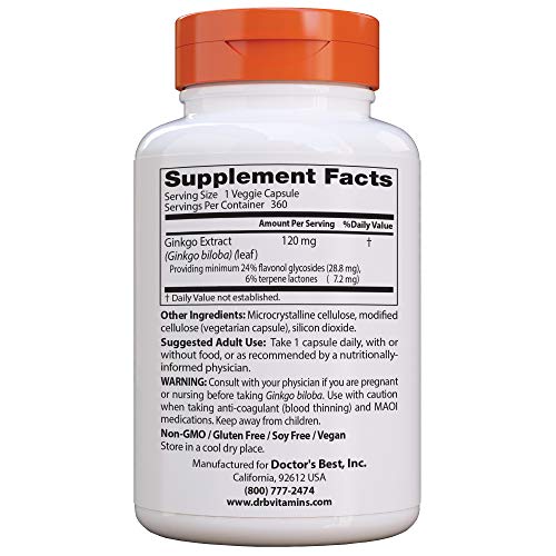 Doctor's Best Extra Strength Ginkgo, Non-GMO, Vegan, Gluten Free, Soy Free, Promotes Mental Function and Memory, 120 mg… - Image 2