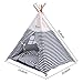 isYoung Pet Tent Bed, Pet Teepee House for Cats and Little Dogs Washable Navy Stripe Style with Breathable Mesh Window - Come with A Mat, Used All Year (Pet Tent Bed)