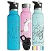 Involve & Evolve Insulated Water Bottle with 3 Lids (Straw Lid) Kids Reusable Double Walled Stainless Steel Flask Metal Thermos 12oz 17oz 20oz 25oz