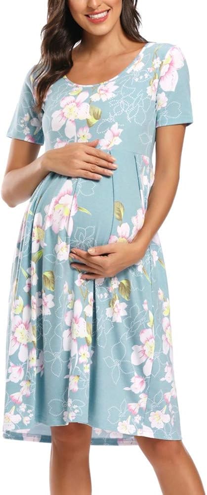 BBHoping Women&rsquo;s Casual Striped Maternity Dress Short&3/4 Sleeve Knee Length Pregnancy Clothes for Baby Shower