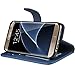 Galaxy S7 Edge Case by Abacus24-7, Blue Flip Leather Wallet Case and Stand Compatible with Samsung Galaxy S7 Edge Phone