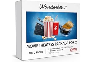 Wonderbox – AMC Movie Theatres® Tickets Package for 2 – 2 Tickets, 2 Drinks,1 Popcorn to Share – Original Gift Idea - Experience Gift - 600 Locations in The US