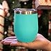 CHILLOUT LIFE Stainless Steel Wine Tumblers 2 Pack 12 oz - Double Wall Vacuum Insulated Wine Cups with Lids and Straws Set for Coffee, Wine, Cocktails (Aqua Blue)