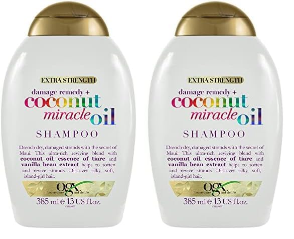 OGX Coconut Miracle Oil Shampoo for Damaged Hair, 385ml (Pack of 2) — image 1