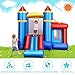Costzon Inflatable Bounce House, Kids Bouncy Castle w/Basketball Rim, Ball Shooting, Inflatable Jumping Slide Bouncer Including Carrying Bag, 50 Ocean Balls, Repairing Kit, Stakes (without Air Blower)