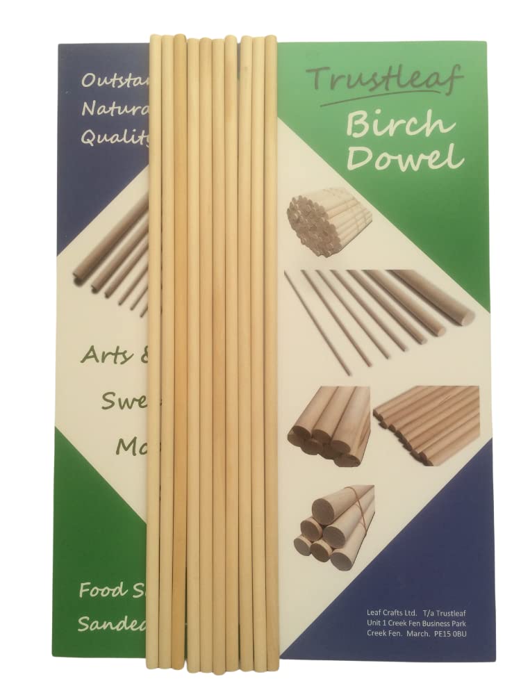 Trustleaf 6mm x 30cm Birch Hardwood Wooden Dowels (10 Dowels)