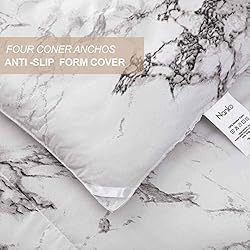 Nanko Comforter Set King Size, White Black Marble