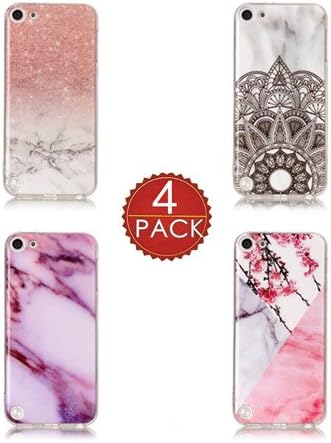 iPod Touch 5 Case, iPod Touch 6 Case, L00KLY [Marble Pattern Series] Anti-Fingerprint Slim Shockproof Flexible Soft Marble Pattern TPU Case Cover for Apple iPod Touch 5 6th Generation (4 Pack-6)