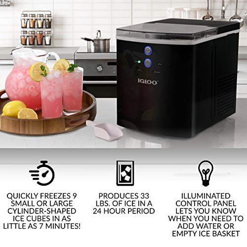 Sycees 2-in-1 Countertop Ice Maker & Shaver Machine, 18 Bullet-Shaped Ice Cubes in 11 Mins, 44lbs High Capacity, 6.6lbs Large Storage, Auto/Manual