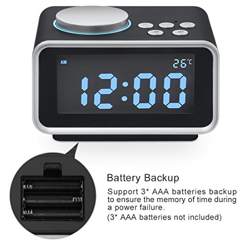 DPNAO Digital Alarm Clock Radio, Small with 3.2" Backlit LCD Display