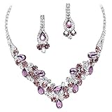 Elegant Lavender Purple W Eggplant Purple Accents V-shaped Garland Necklace Set K5