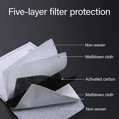100PCS Adult PM 2.5 Activated Carbon Face Filter Insert 5 Layers