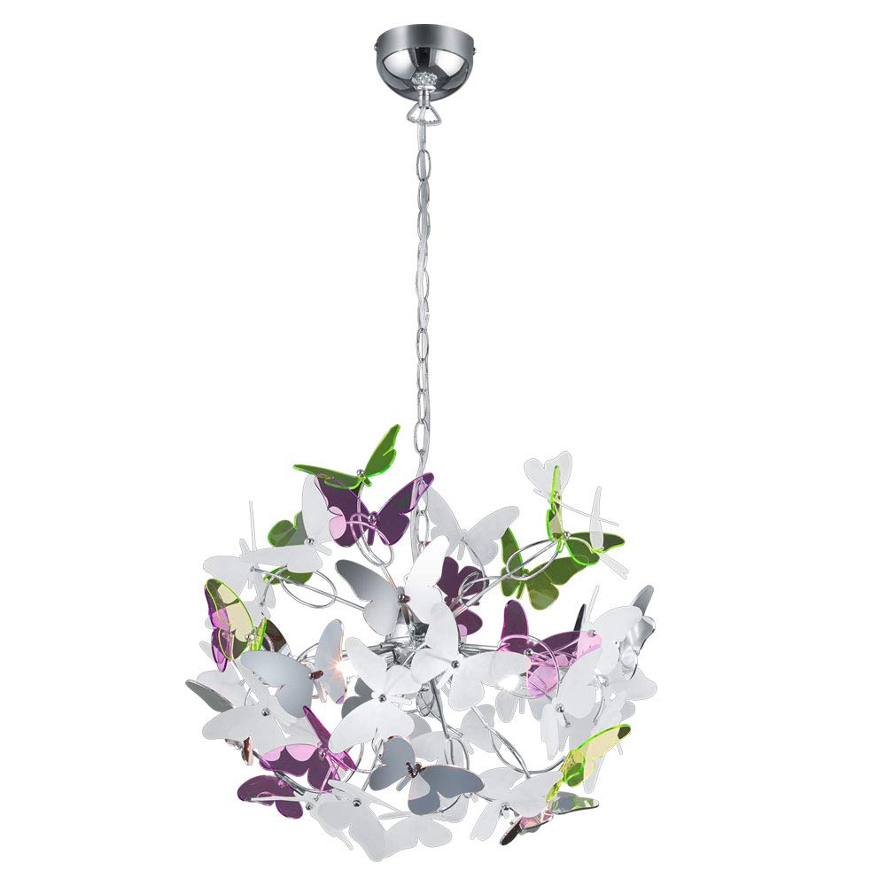 Reality Leuchten Butterfly R30214017 Pendant Light A++ to E Acrylic 28 Watt G9 Chrome 50 x 50 x 150 cm