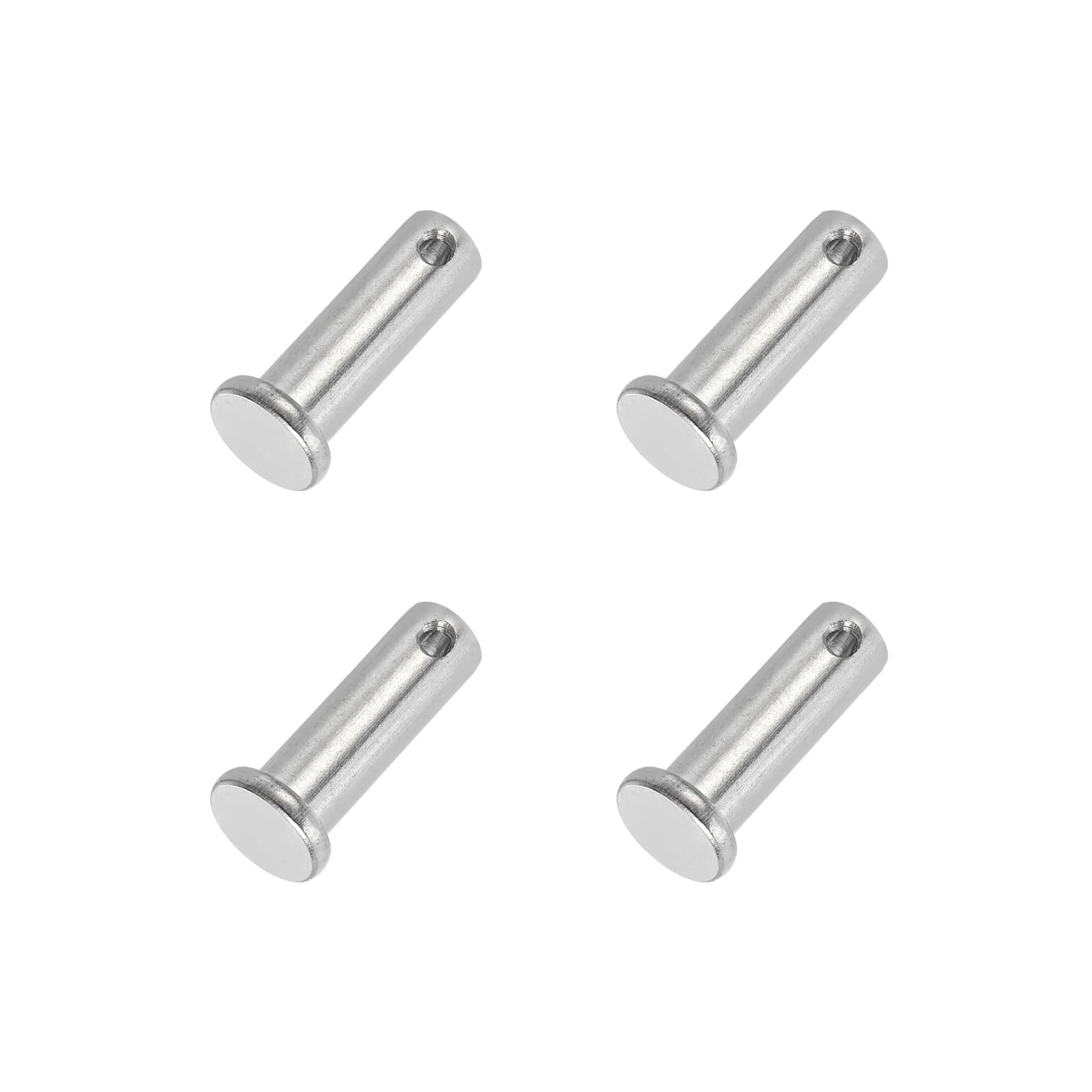 PATIKIL 10 x 30 Mm Single Hole Clevis Pins, 4 Pcs 304 Stainless Steel Flat Head Pin for Hitch Pin Lock Link Hinge Systems, Silver