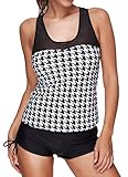 LAVENCHY Mesh Splice Tankini with Boyshort Bikini Set