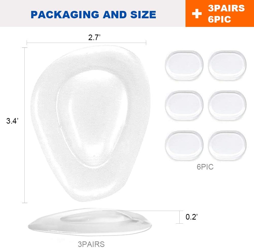 3 Pairs Ball of Foot Cushions Adhere to Shoes, Metatarsal Pads with Water Drop Shape 4D Design, Professional Reusable Soft Insole, One Size Fits Shoe Inserts, by Mildsun: Health & Personal Care
