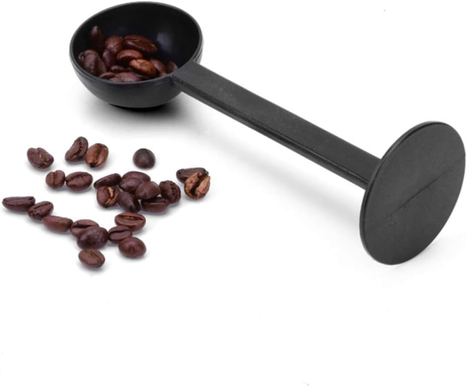 Gnc33Ouhen 2 in 1 Plastic Coffee Powder 10g Measuring Scoop Tamper Espresso Spoon Utensil Black