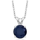 Gem Stone King 6MM Round Gemstone Birthstone Solitaire Pendant Necklace | 925 Sterling Silver | 4-Prong Necklace For Women | With 18 Inch Silver Chain | Fine Jewelry Gifts for Her Mom Women Wife