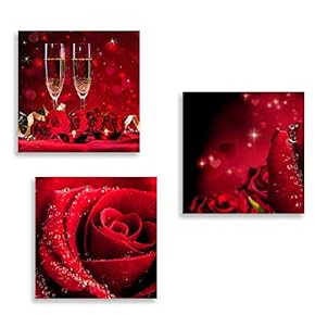 wall26 3 Panel Canvas Wall Art Romantic Rose...