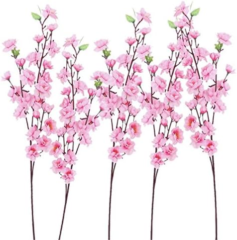 Nutsima 6Pcs Artificial Cherry Spring Plum Peach Blossom Branch Silk Flower Tree For Wedding Party Decors Flower