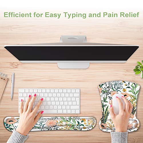 EkuaBot Floral Flower Keyboard Wrist Rest Pad & Mouse Wrist Rest