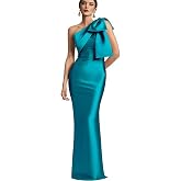 One Shoulder Mermaid Prom Dress with Bow Satin Long Back Split Bridesmaid Dresses Formal Evening Gowns CM1