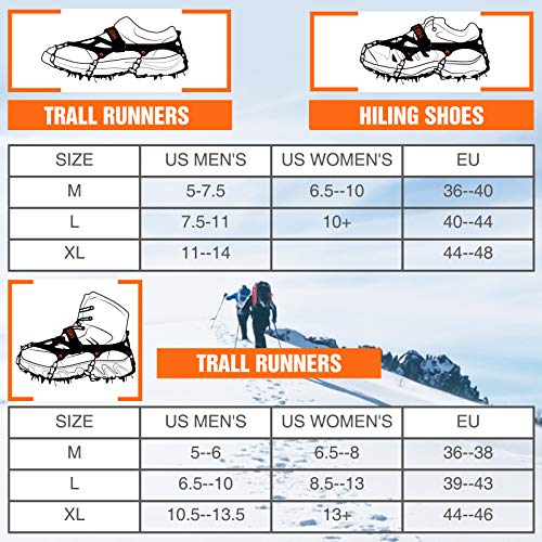 MATCC Snow Ice Cleats Traction Cleats Spikes Crampons with 19 AntiSlip