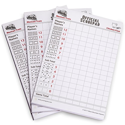 180 Sheet Scorepad for Mexican Train / Chicken Foot Dominoes