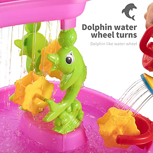 Splash Pad For Kids Sand And Water Table For Kids, 6-in-1 Sand