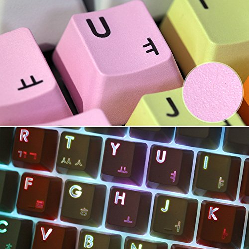 Pastel Rainbow Double Shot Translucent 37 PBT Keycaps with Puller for