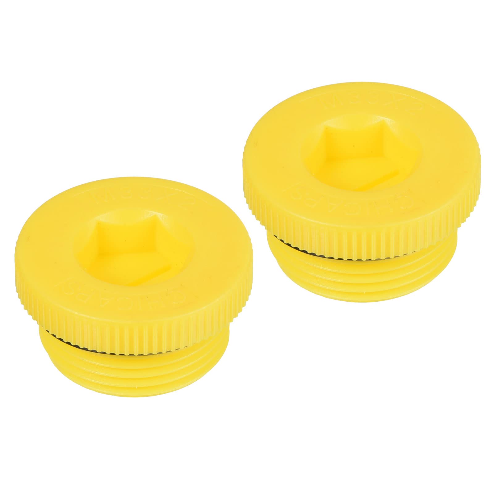 PATIKIL Hold Plugs M33x2, 2 Pack PP Plastic Male Threaded Hex Socket Sealing Screw End Cap, Yellow