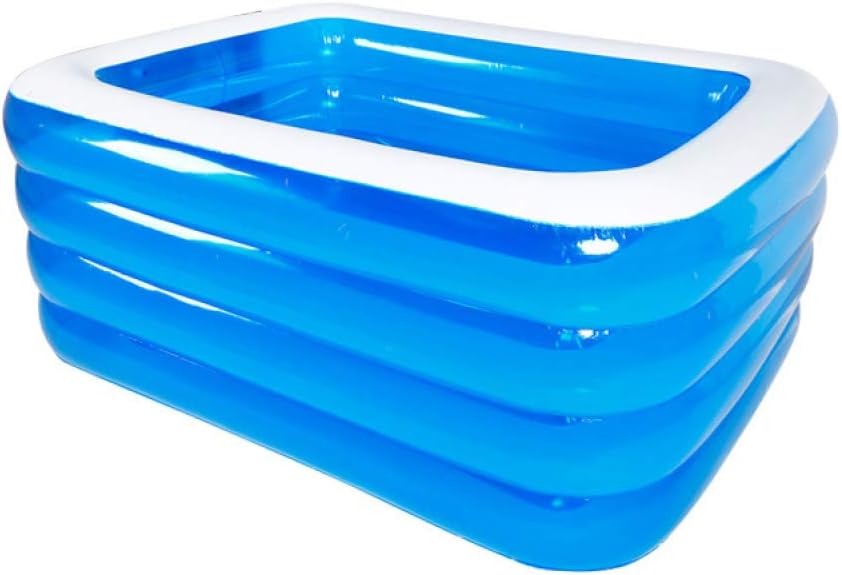 LZTET Rectangular Inflatable Pool Swim Center Family Backyard Garden Summer Kids Outdoor Fun Paddling Pools,Blue-4layers-150 * 105 * 72cm
