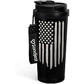 SANDJEST American Flag Tumbler - Stainless Steel 2-in-1 Lid Coffee Tumbler 18 oz, Patriotic Insulated Travel Mug Gift for Men Husband Dad, Birthday Christmas